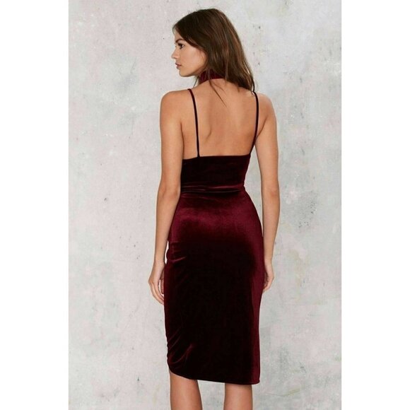 Nasty Gal Ark & Co. Womens Burgundy Velvet Dress M - Picture 3 of 11